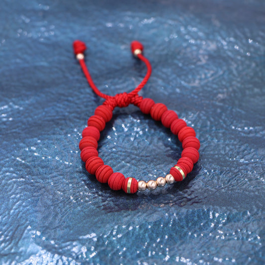 Brazalete Rojo Balín Oro Laminado 18K