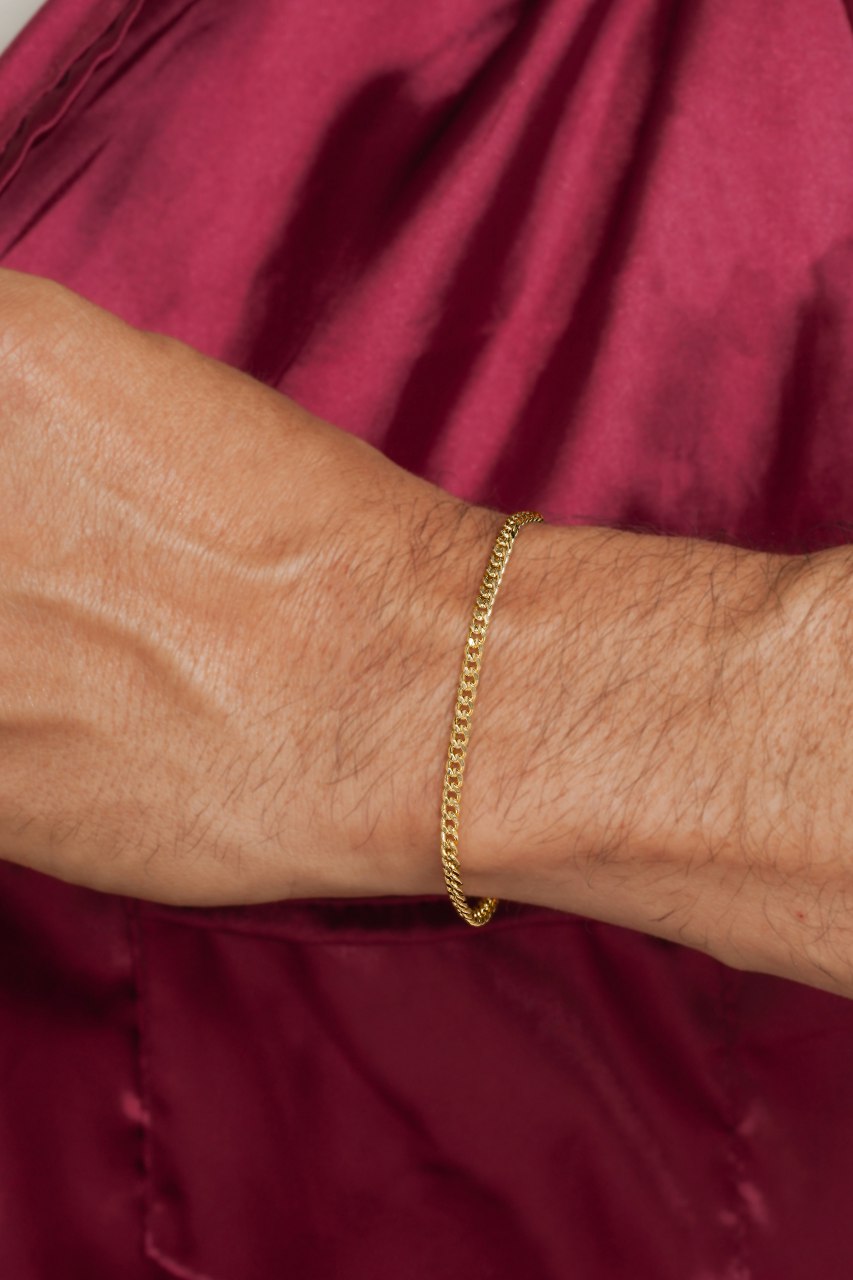 Pulsera Tejido Cubano Semi-Delgado Oro Laminado 18k