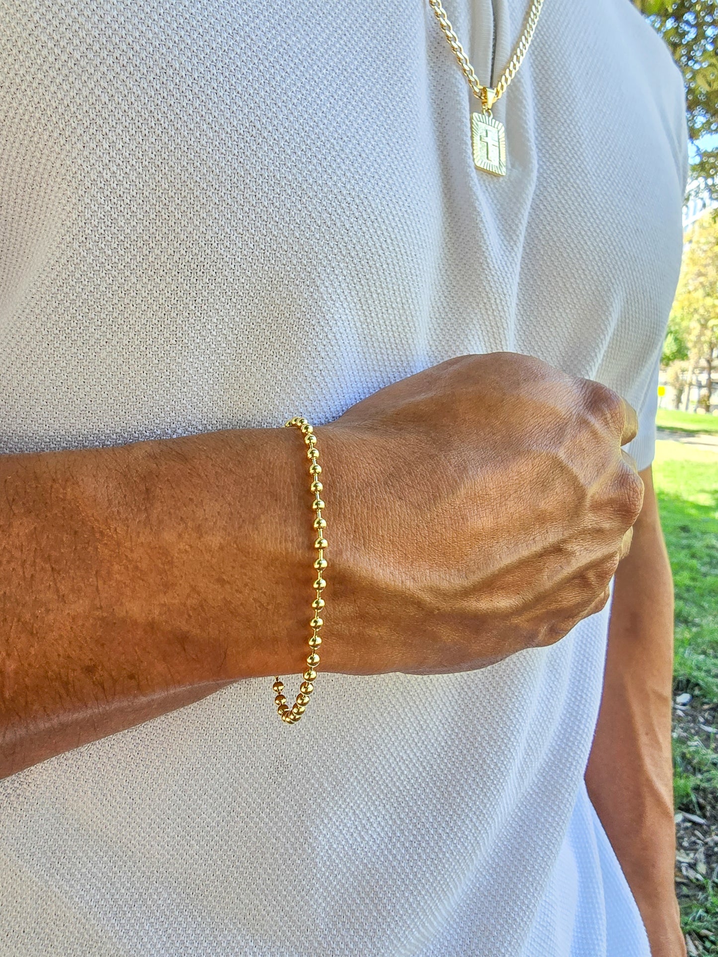 Pulsera Tejido Militar Mediano Oro Laminado 18k