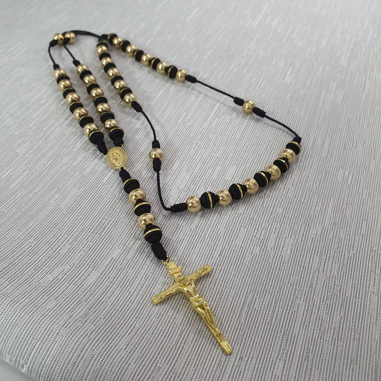 Rosario Artesanal Unisex Oro Laminado 18k