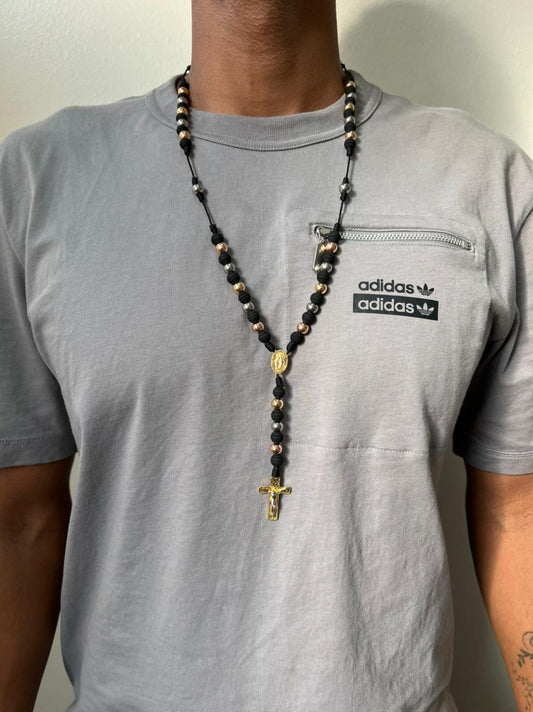 Rosario Artesanal Tres Oros Oro Laminado 18k