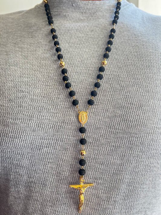 Rosario Cristo Madero Oro laminado 18k