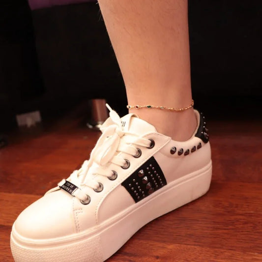 Tobillera Colores Circonias Oro Laminado 18k