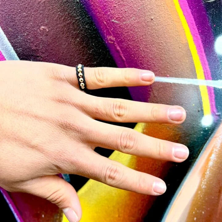 Anillo Tejido Tubular Macramé Oro Laminado 18k