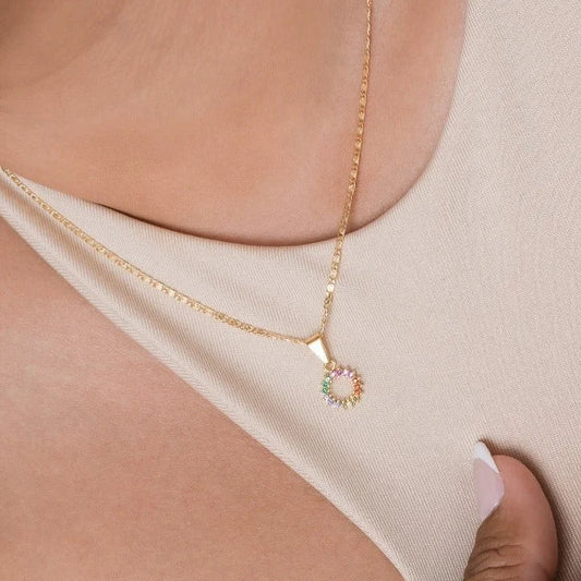 Colgante Rainbow Circonias Oro Laminado 18k