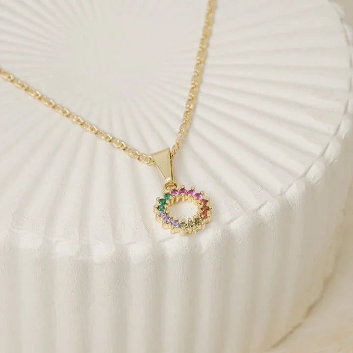 Colgante Rainbow Circonias Oro Laminado 18k