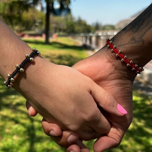 Brazaletes En Macrame Doble Oro Laminado 18k