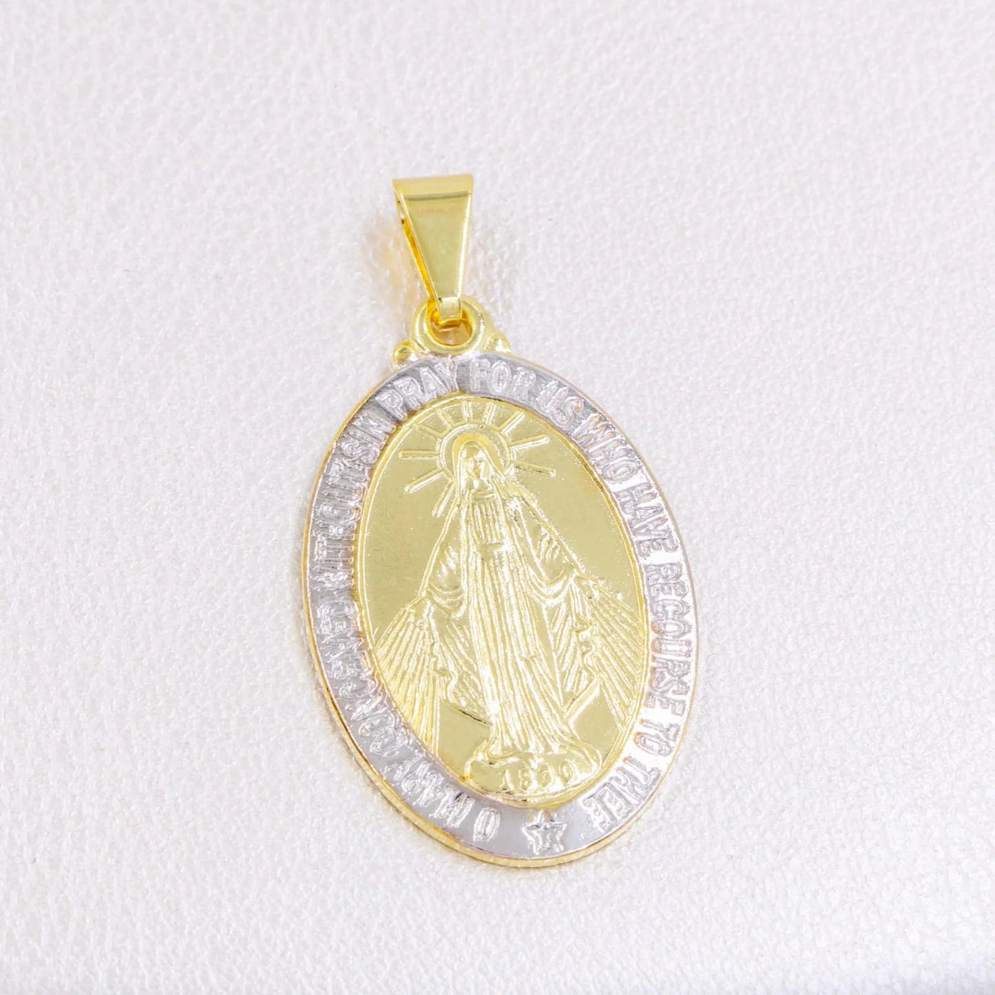 Colgante Virgen Milagrosa Grande Oro Laminado 18k