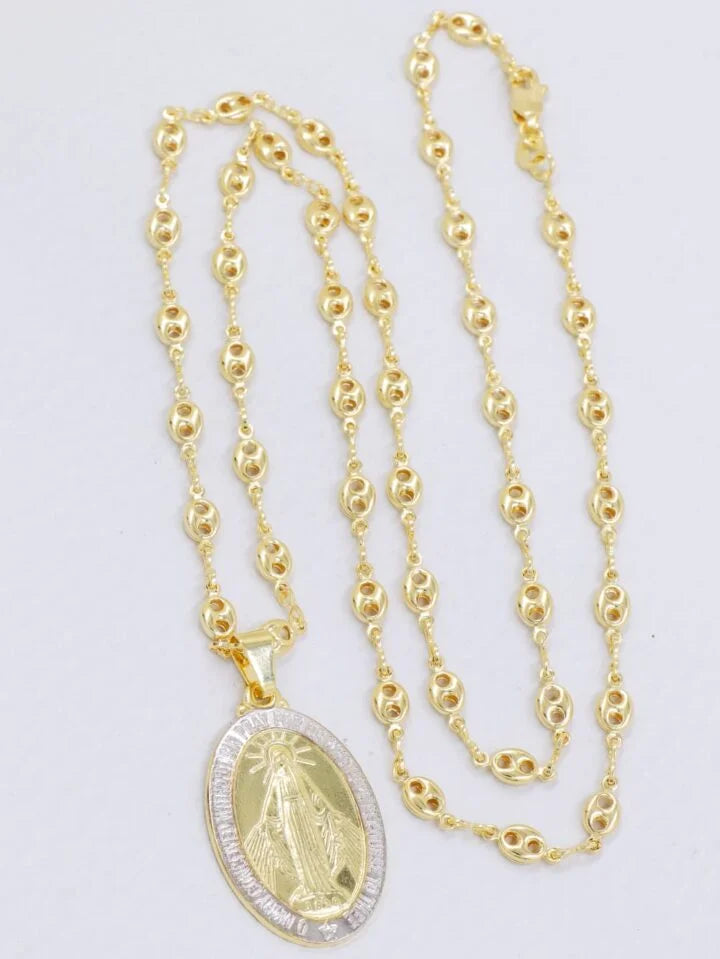 Colgante Virgen Milagrosa Grande Oro Laminado 18k
