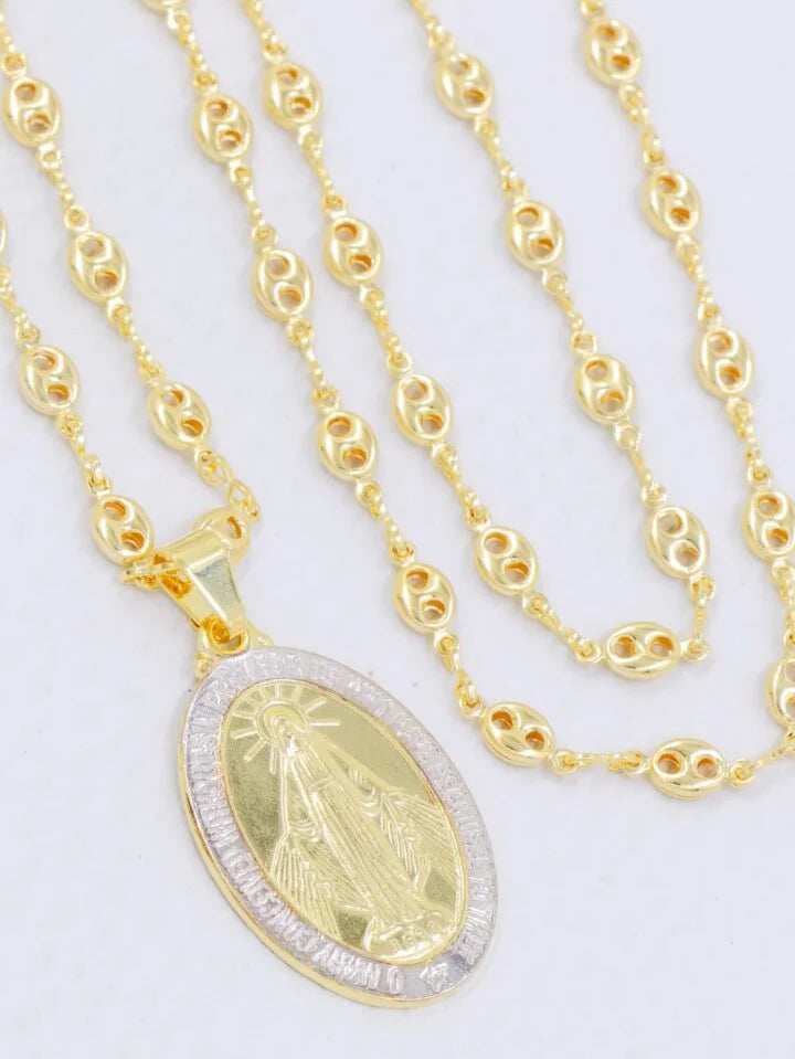 Colgante Virgen Milagrosa Grande Oro Laminado 18k