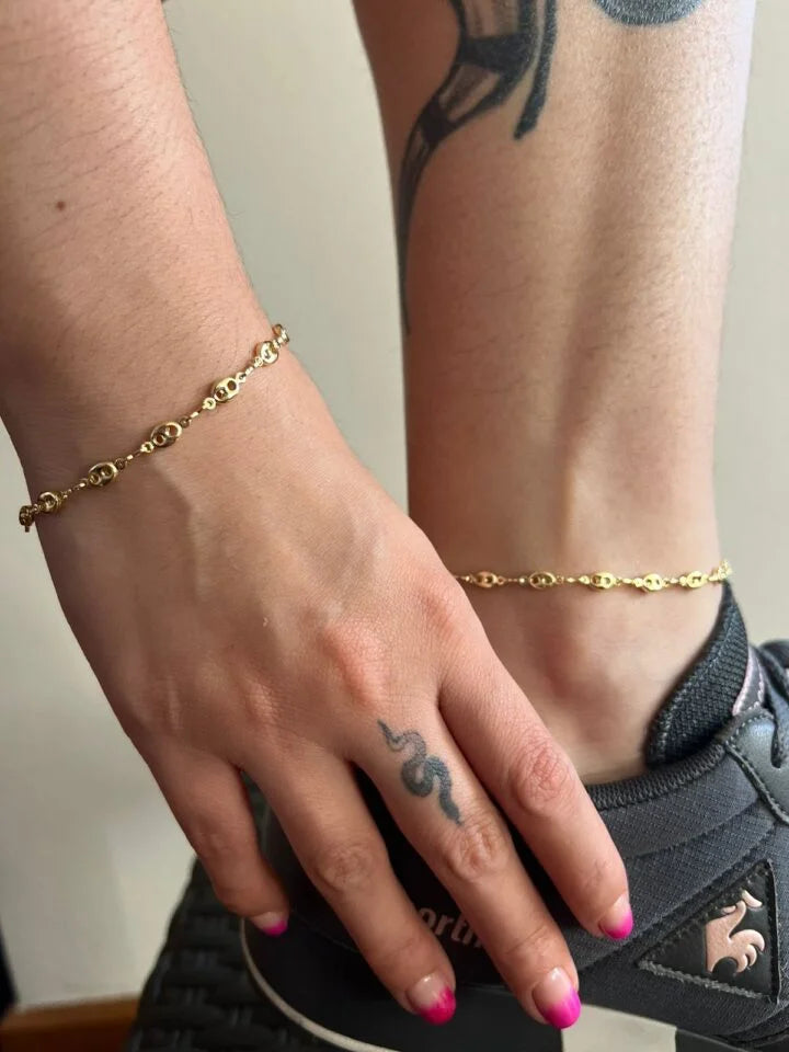 Tobillera Tejido Gucci Semigruesa Oro Laminado 18k