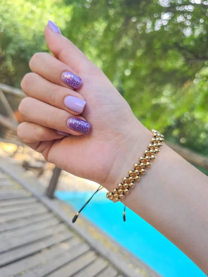 Brazalete Triple Carril Parejas Oro Laminado 18k