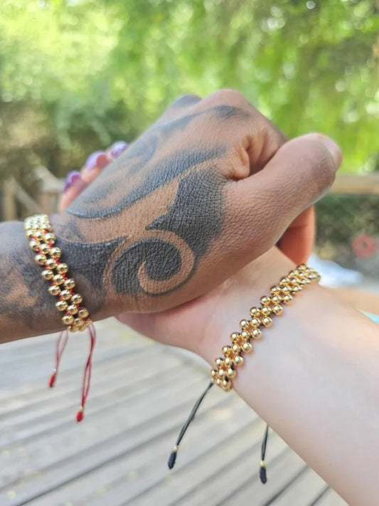 Brazalete Triple Carril Parejas Oro Laminado 18k