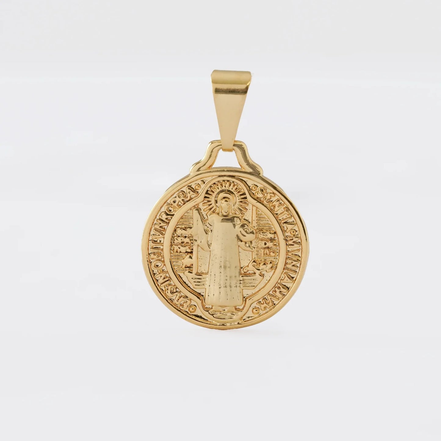 Medalla de San Benito Mediano Oro Laminado 18k