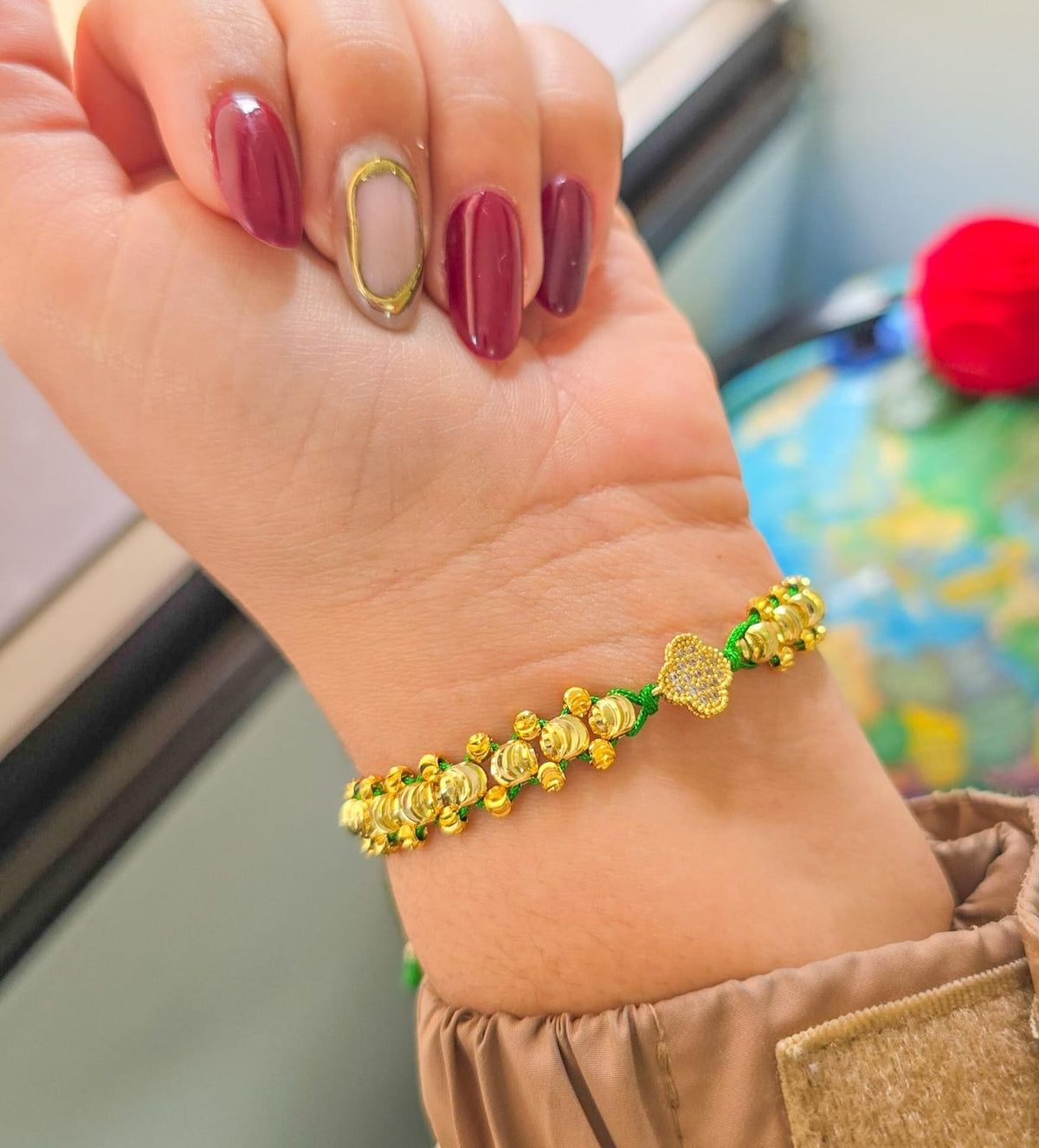 Brazalete Ajustable Buena Suerte Oro Laminado 18k