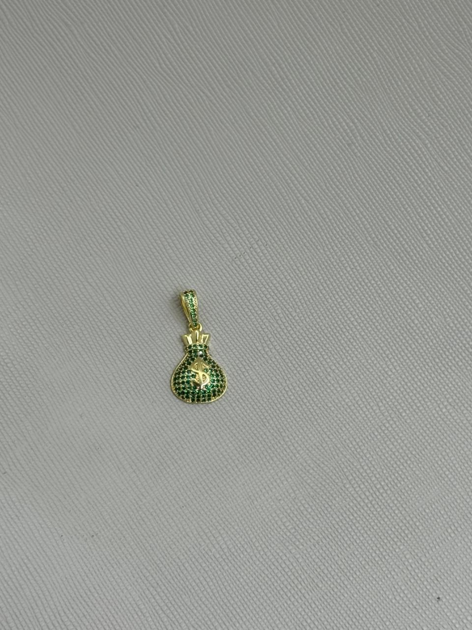 Colgante Bolsa De Dinero Oro Laminado 18k