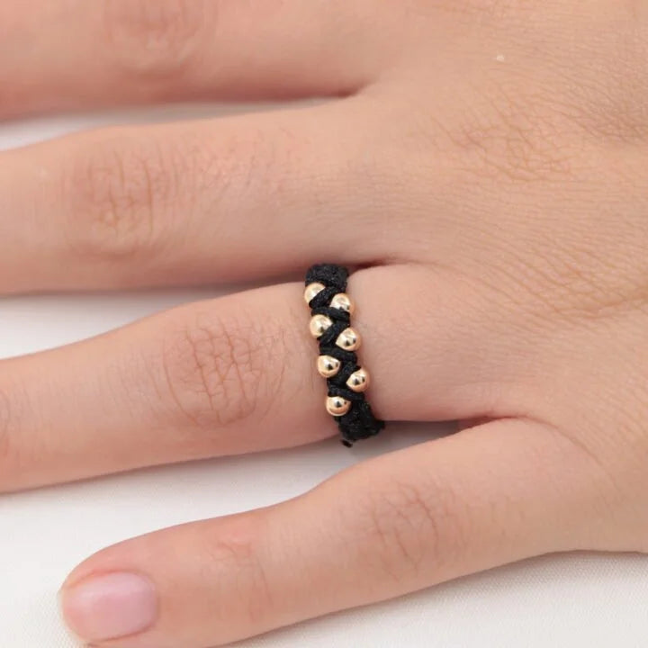 Anillo Tejido Cruzado Macramé Oro Laminado 18k