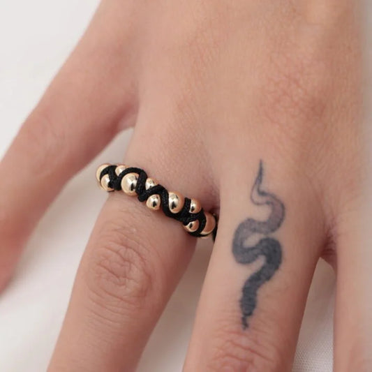 Anillo Plano Macramé Doble Cruzado Oro Laminado 18k