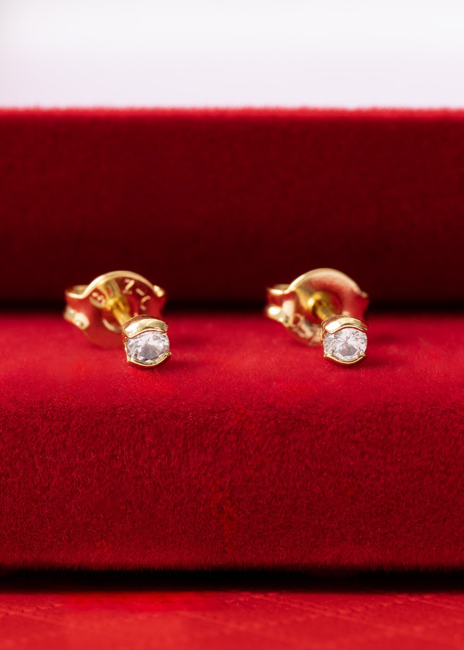 Aretes Circonia Redonda Oro Laminado 18k