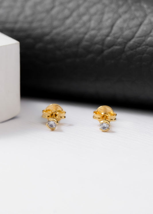 Aretes Circonia Redonda Oro Laminado 18k