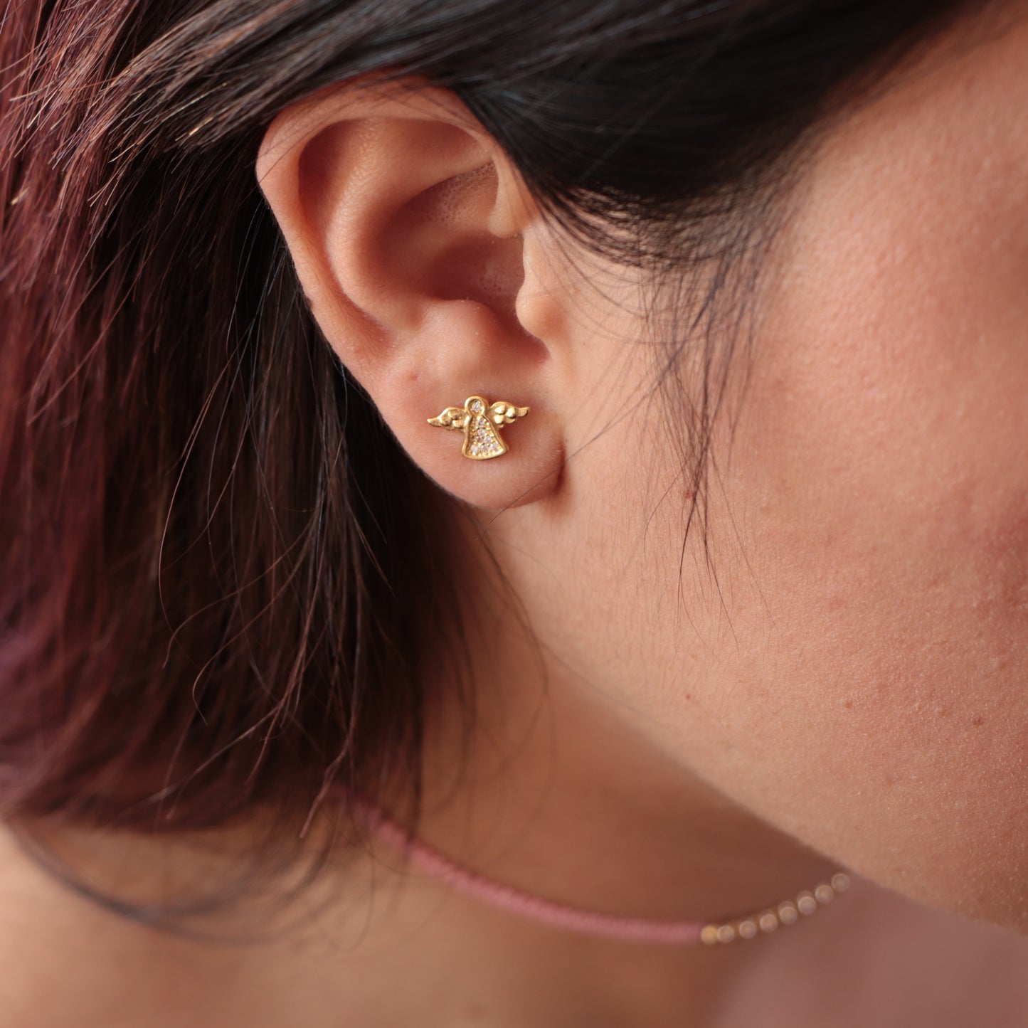 Arete Angelito Circonias Oro Laminado 18k