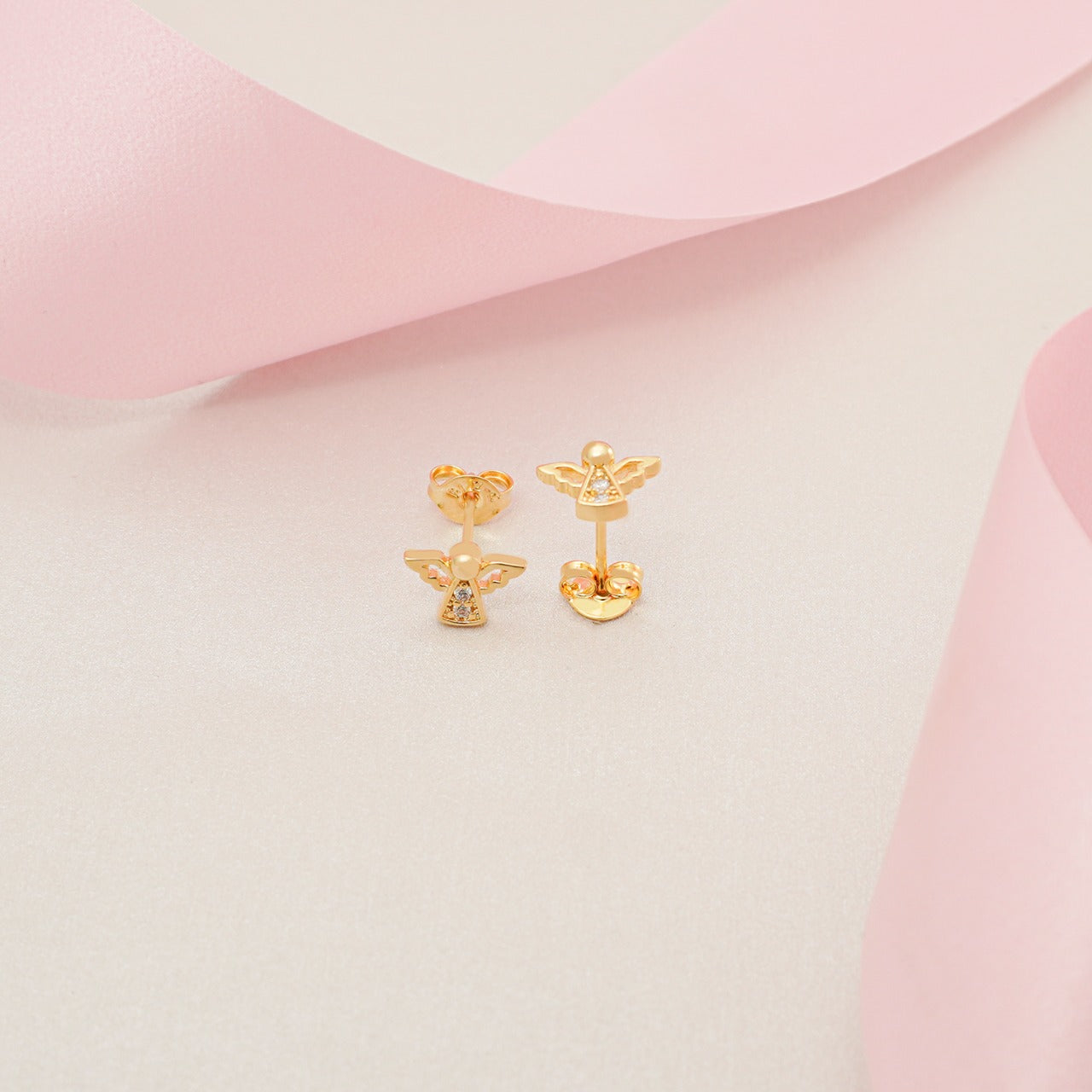 Arete Angelito Circonias Oro Laminado 18k
