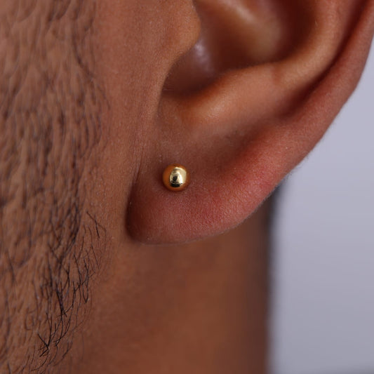 Arete Topo Balín 4mm Oro Laminado 18k
