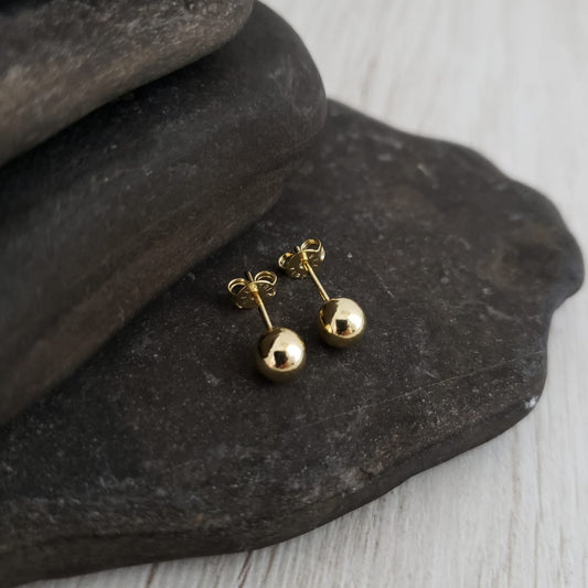 Arete Topo Balín 6mm Oro Laminado 18k