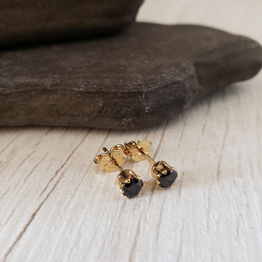 Aros Topos Circón Redondo Oro Laminado 18k