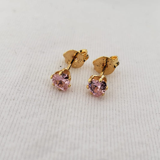 Arete Topo Corazón Ciconia Oro Laminado 18k