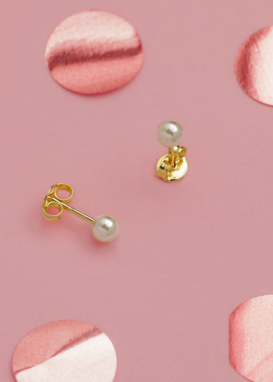 Aros Topos Perla Mini Oro Laminado 18k