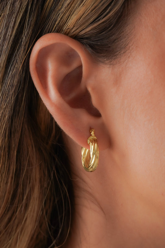 Aros Twisted Stripes 2cm Oro Laminado 18k
