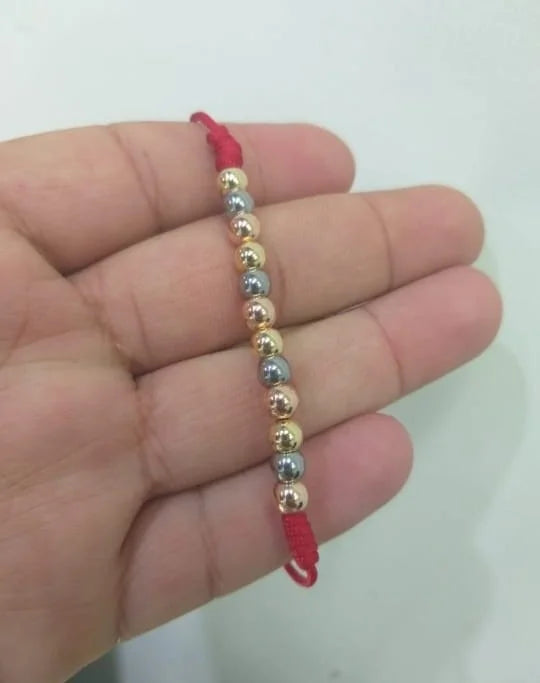 Brazalete Rojo Tres Oros Balín Oro Laminado 18k