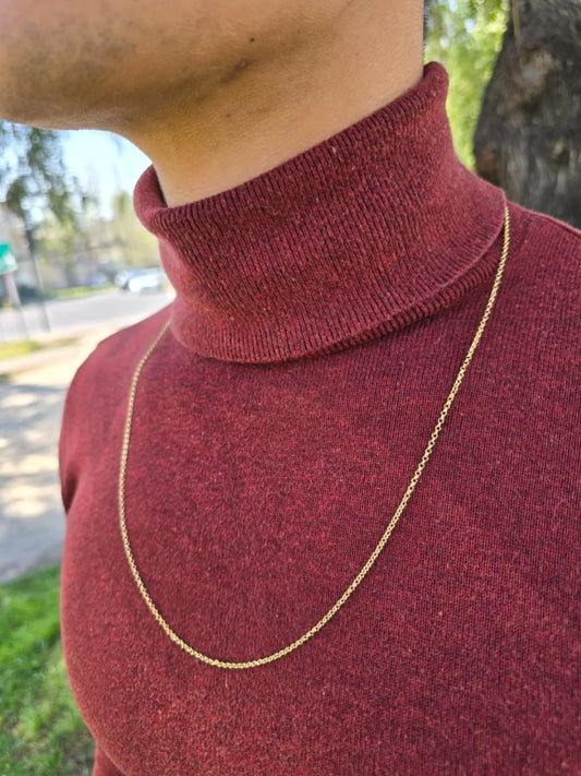 Cadena Tejido Rolo Delgado Oro Laminado 18k