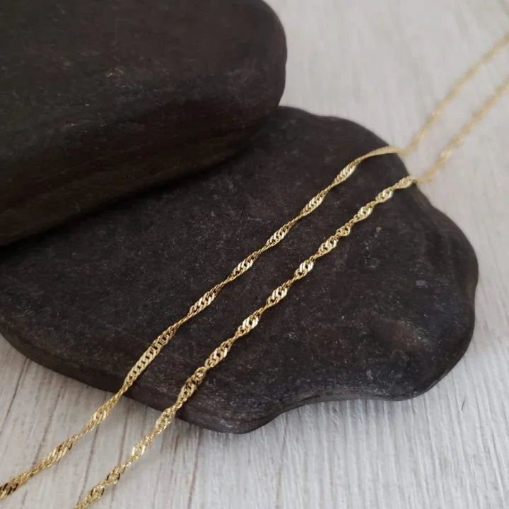 Cadena Tejido Singapur Delgada Oro Laminado 18k