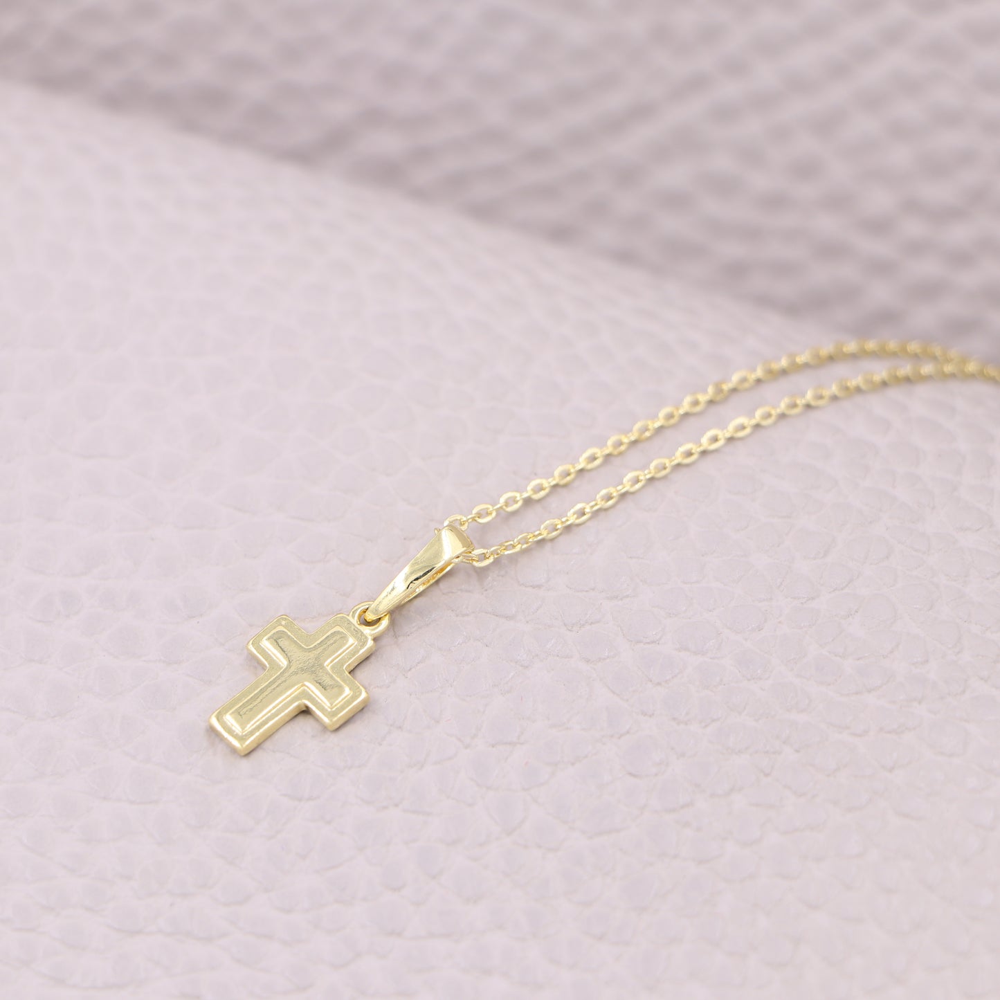 Cadena Tejido Aros Y Colgante Cruz Superpuesta Oro Laminado 18k