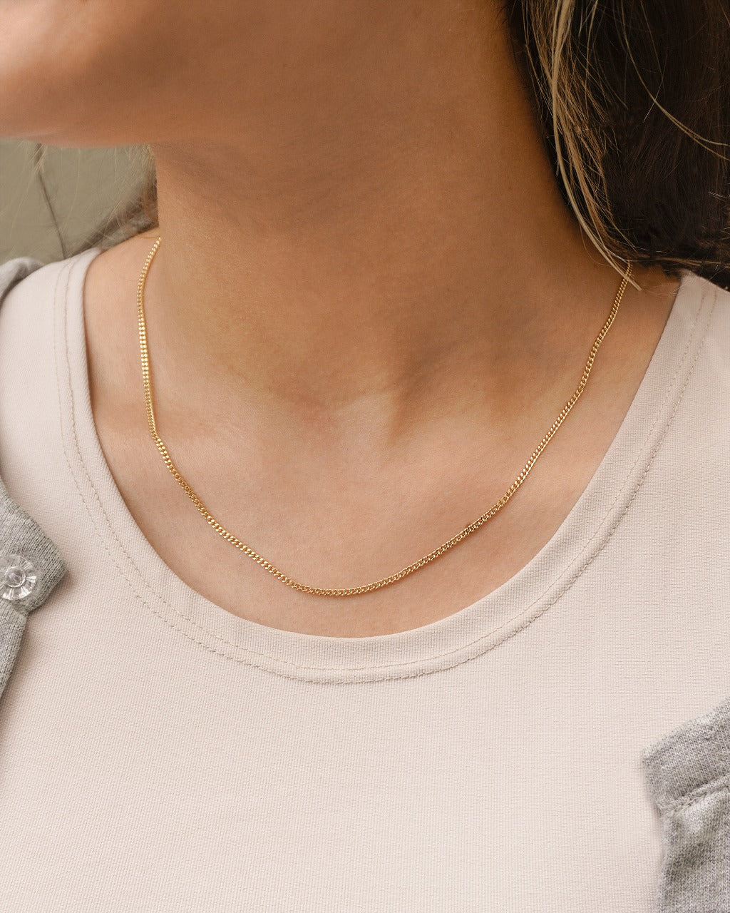 Cadena Cubana Delgada Oro Laminado 18k