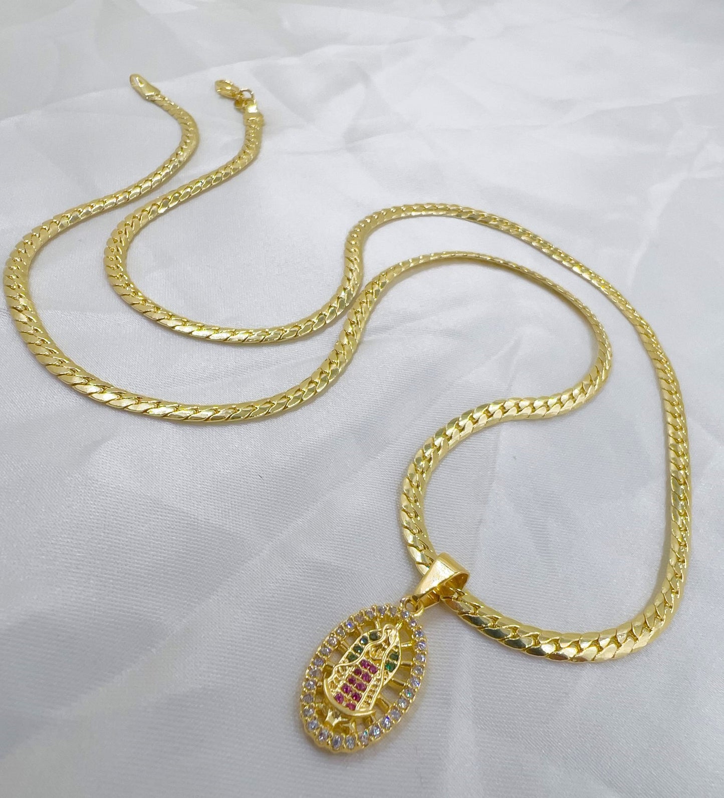 Cadena Tejido Piel De Serpiente Semi Gruesa Oro Laminado 18k