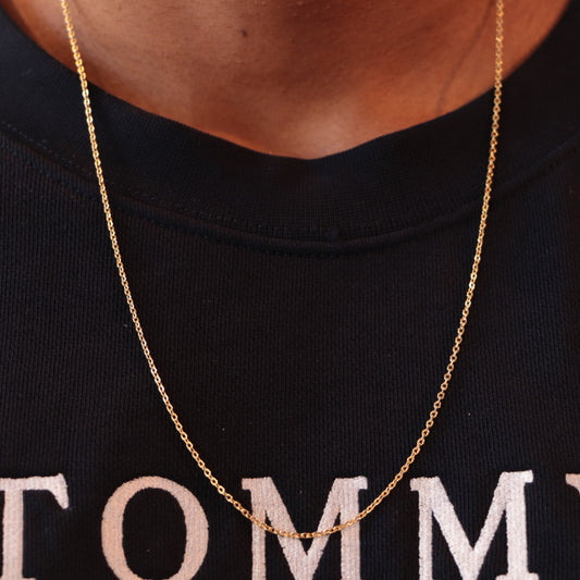 Cadena Tejido Aros Delgada Oro Laminado 18K