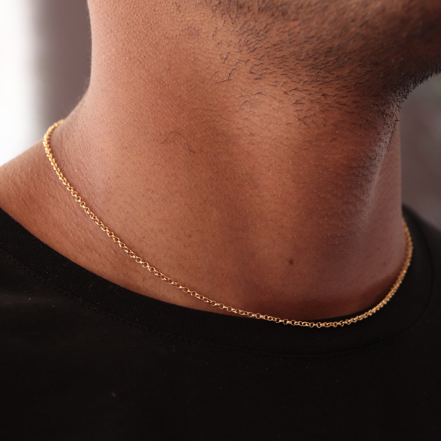 Cadena Tejido Rolo Semi-Delgada Oro Laminado 18k