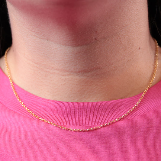 Cadena Tejido Rolo Semi-Delgada Oro Laminado 18k