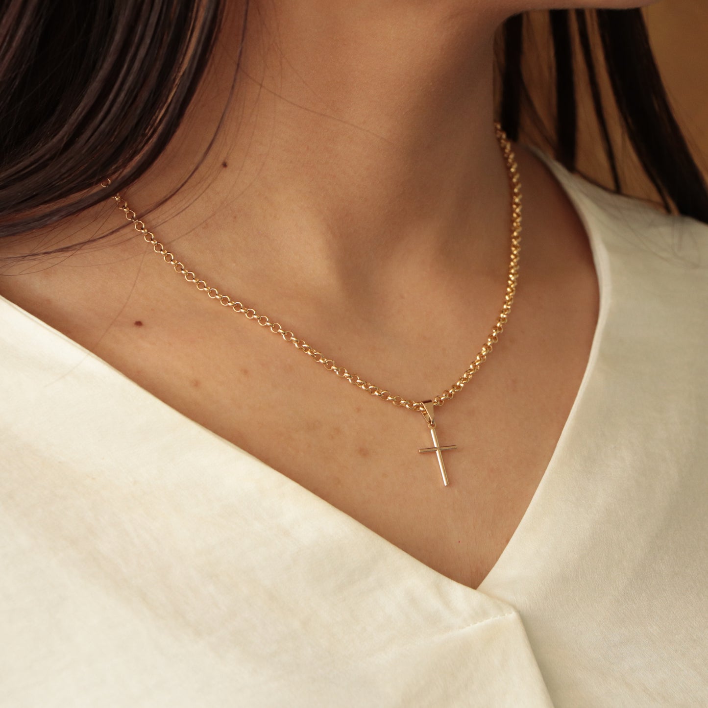 Cadena Tejido Rolo Semi Delgada Oro Laminado 18k