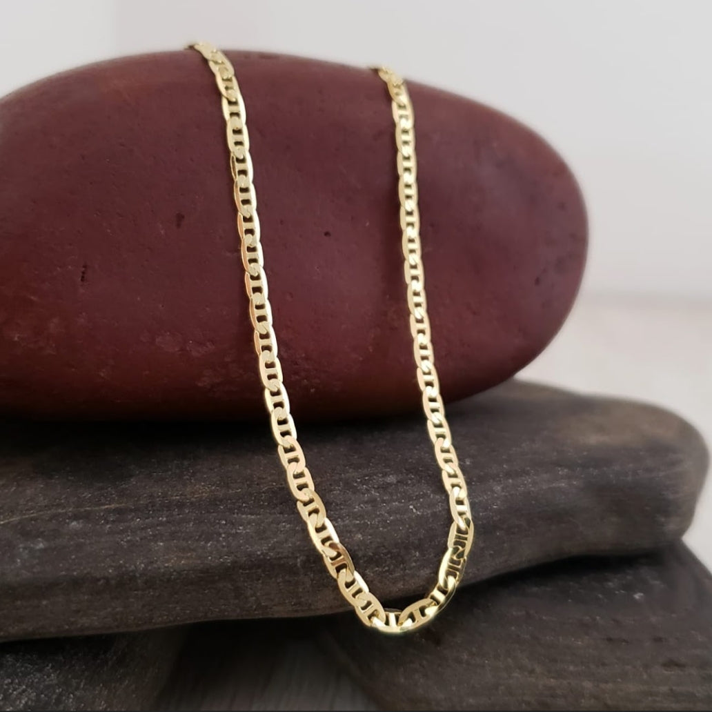 Cadena Escalera Delgada Oro Laminado 18k
