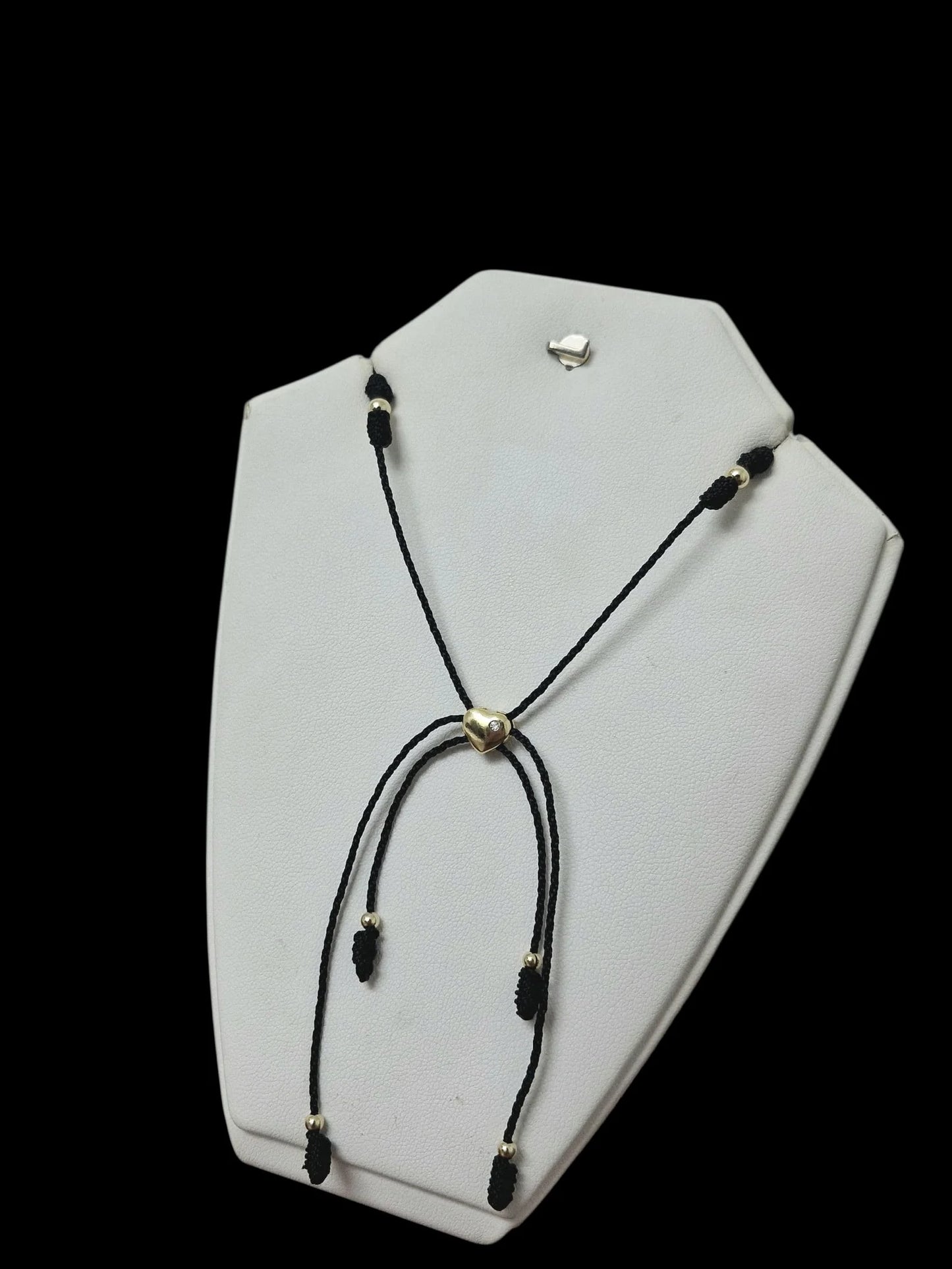 Chokers Largo Negro Con Corazón Oro laminado 18k