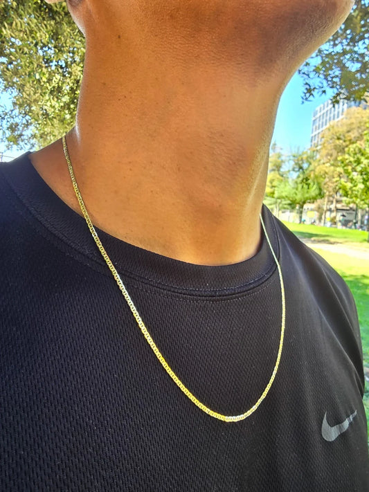 Cadena Tejido Escalera Clásica Delgada Oro Laminado 18k