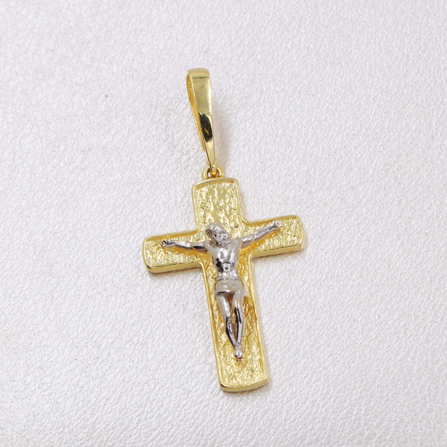 Colgante Cruz Dos Tonos Grande Oro Laminado 18k