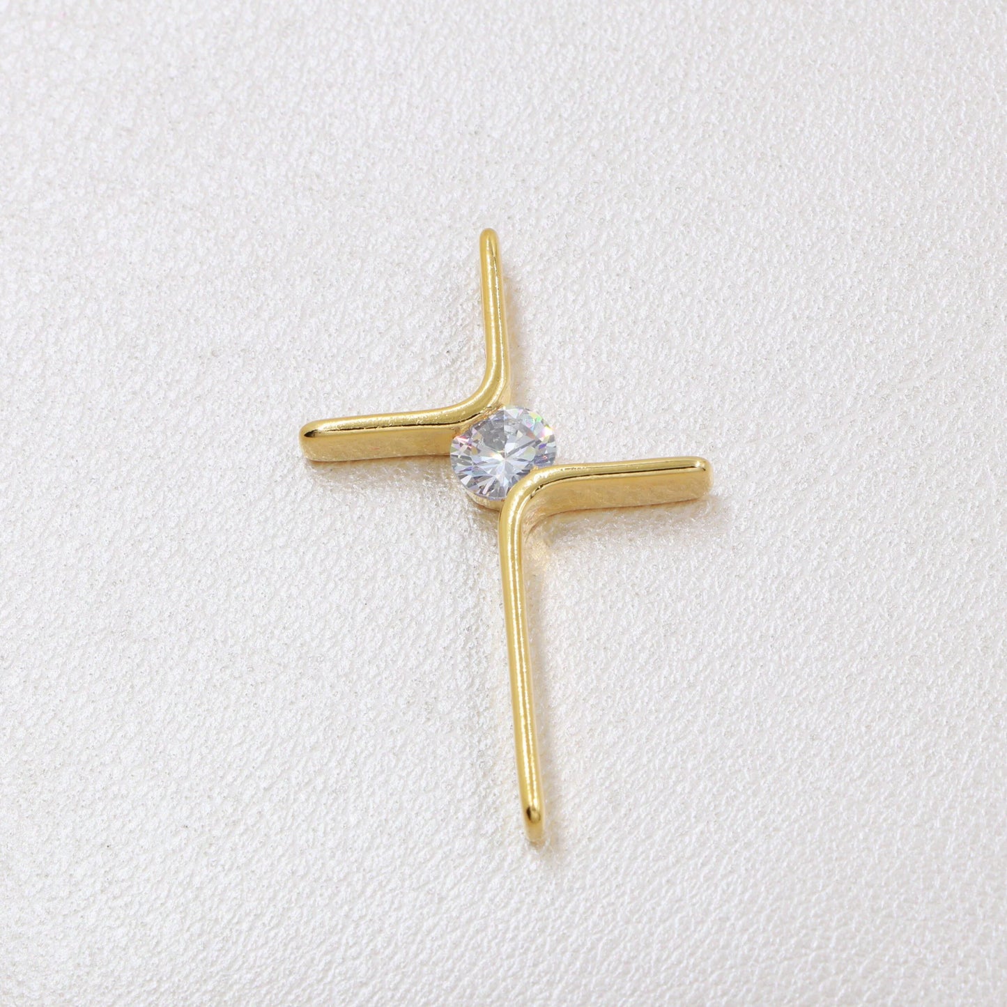 Colgante Cruz Circonias Oro Laminado 18k