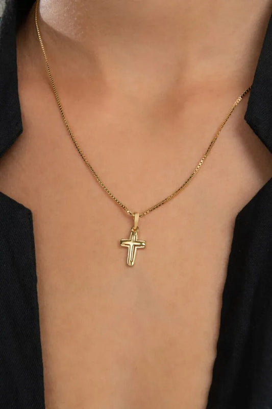 Colgante Cruz Superpuesta Oro Laminado 18k