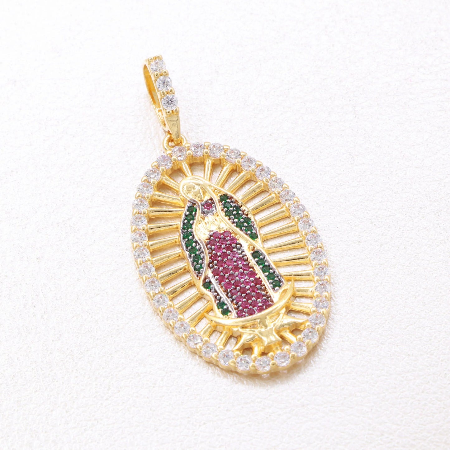 Colgante Virgen Guadalupe Swarovski Grande Oro Laminado 18k
