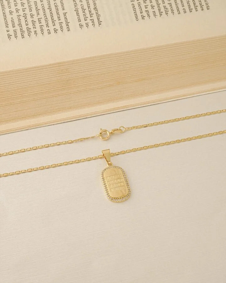 Colgante Placa Filipenses 4:13 Oro Laminado 18k